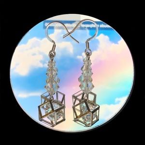 Beautiful cage earring set w/ Swarovski crystals